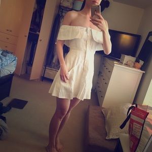 Reformation white off shoulder linen dress